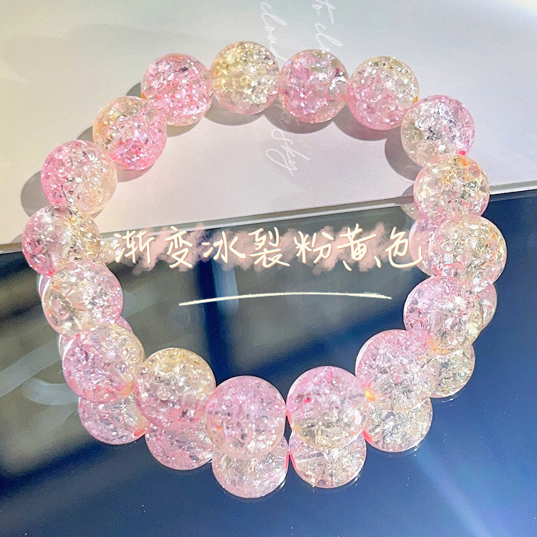 Peads de grietas de hielo de gradiente al por mayor pulsera de vidrio